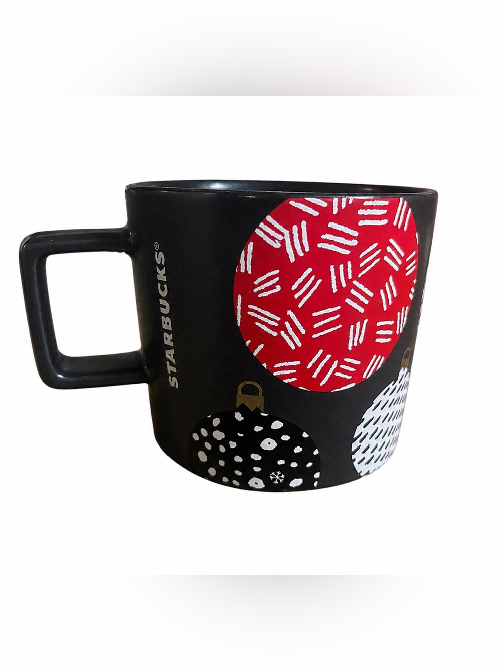 Starbucks 2016 Holiday Ornament Mug 14 oz Black Red Christmas Coffee Cup